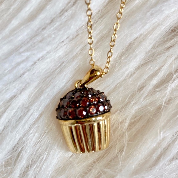 Dark Brown Pave Stone Cupcake Necklace - Picture 1 of 4
